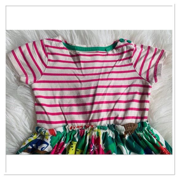 Mini Boden Hotchpotch Jersey Dress Green Pink 2T - Picture 2 of 7